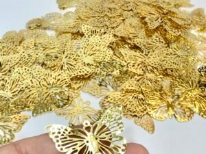 Borboleta Vazada - 25mm - Dourada - 10 unid.