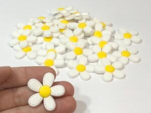 Emborrachado - Margarida - Branco / Miolo Amarelo - 4 unid.