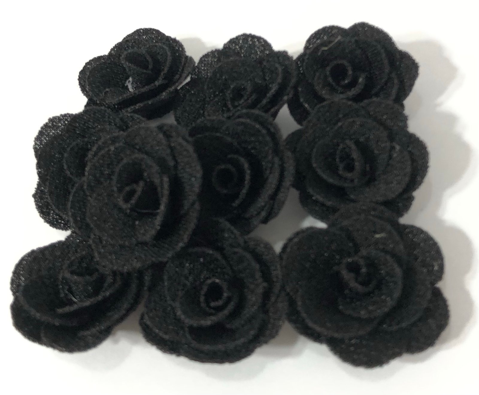 Flor Rosa Malha -Preto  - 10unid