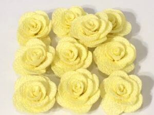 Flor Rosa Malha - Amarelo Manteiga - 10unid