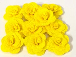 Flor Rosa Malha - Amarelo - 10unid