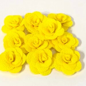 Flor Rosa Malha -Amarelo- 10unid