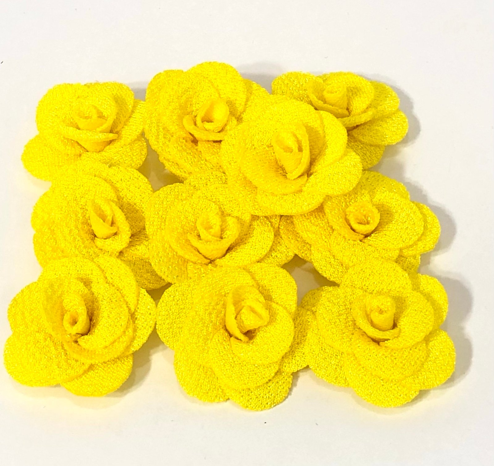 Flor Rosa Malha -Amarelo- 10unid