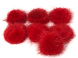 Pompom - Pelúcia Vermelho Achatado - 4,5cm - 02unid