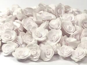 Flor Rosa Malha - Branco - 10unid