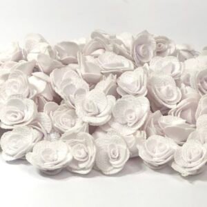 Flor Rosa Malha - Branco - 10unid