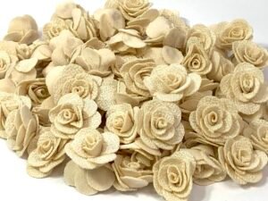 Flor Rosa Malha - Bege - 10unid