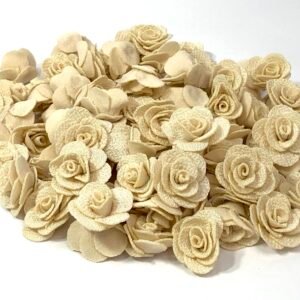 Flor Rosa Malha - Bege - 10unid