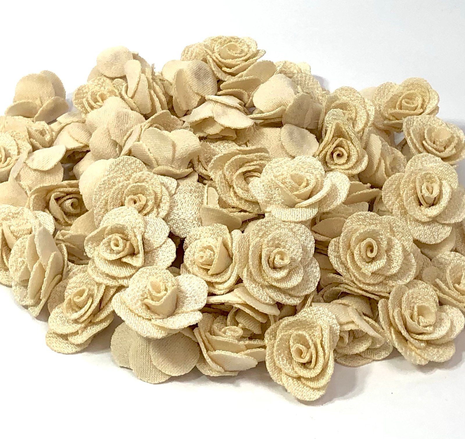 Flor Rosa Malha - Bege - 10unid