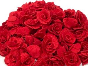 Flor Rosa Malha - Vermelho -10unid.