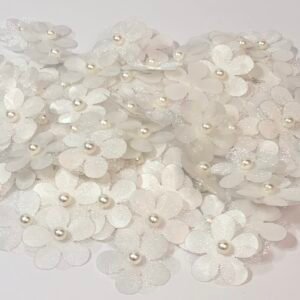 Flor organza - 2,5cm - Branco - 10 unid.