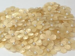 Flor Organza - 2,5cm - Dourado - 10 unid.