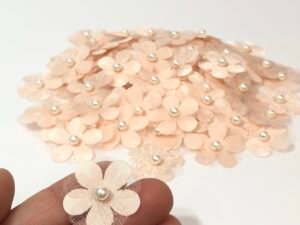 Flor Organza - 2,5cm - Salmão - 10 unid.