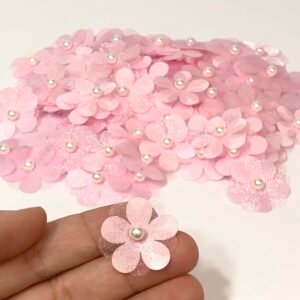 Flor organza  - 2,5cm - Rosa BB - 10 unid.