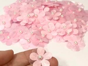 Flor Organza  - 2,5cm - Rosa BB - 10 unid.