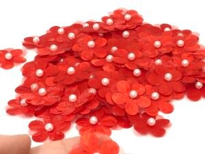 Flor Organza - 2,5cm - Vermelho - 10 unid.