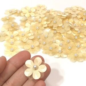 Flor organza - 2,5cm - Creme - 10 unid.