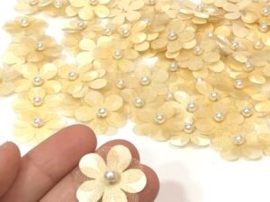 Flor Organza - 2,5cm - Creme - 10 unid.