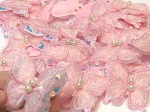 Aplique Borboleta Paetê/pérola 5x5rosabb 2uni