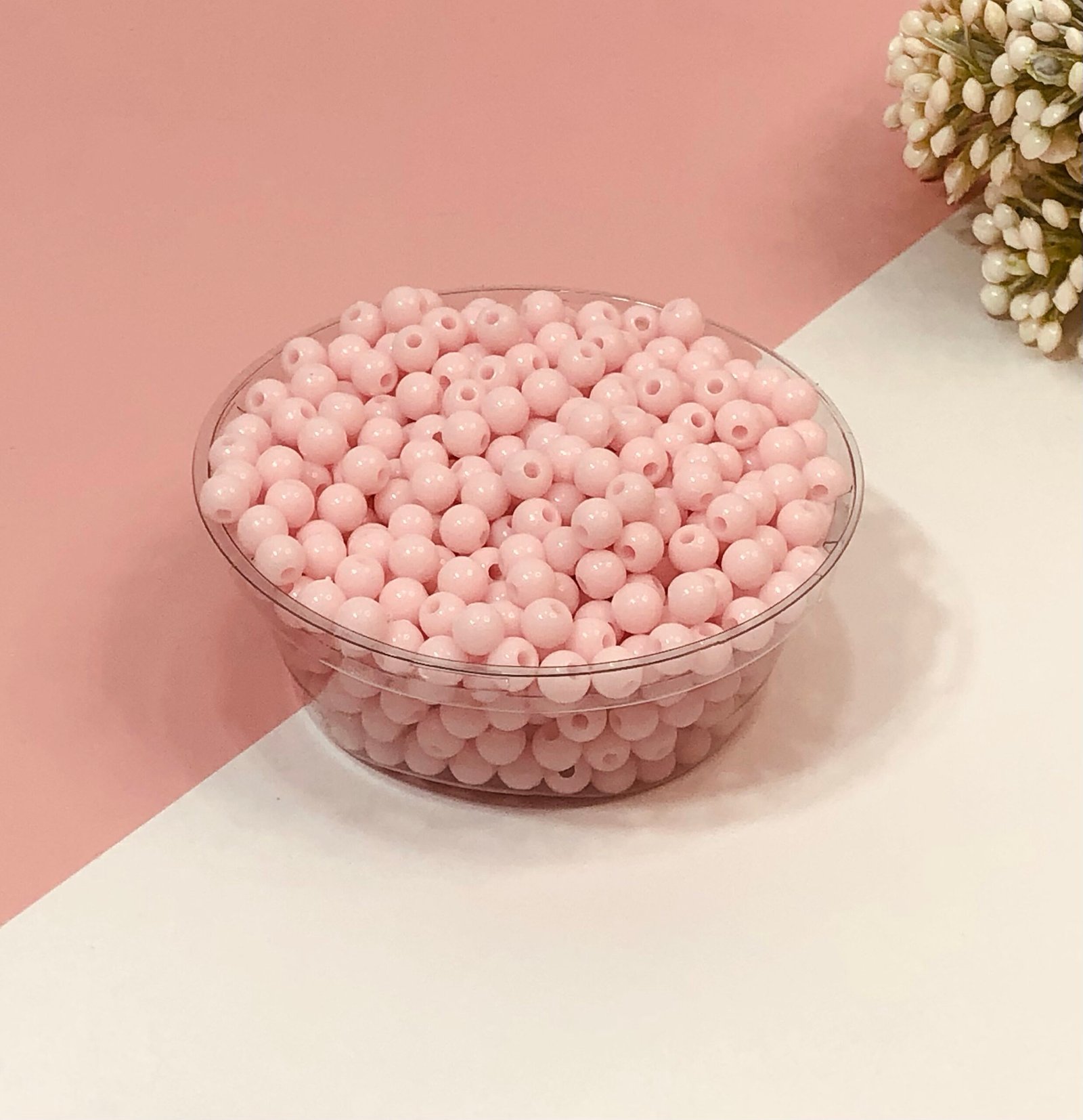Conta Bolinhas 6mm - Rosa Bebê (25g)