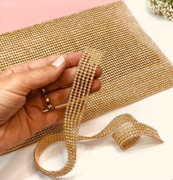 Manta 2x45cm Metal/Strass Dourada