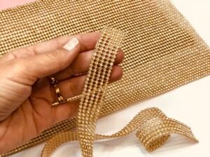 Manta 2x45cm Metal/Strass Dourada