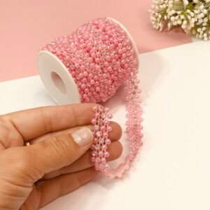 Fio Meia Pérola Rosa com strass