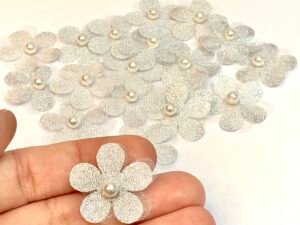 Flor Organza - 2,5cm - Prata - 10 unid.