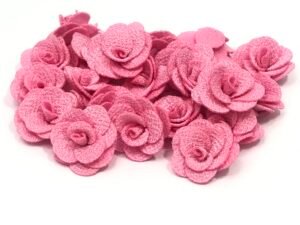 Flor Rosa Malha - Rosa Chiclete - 10unid