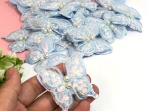 Aplique Borboleta Paetê/pérola 5x5Azul 2uni