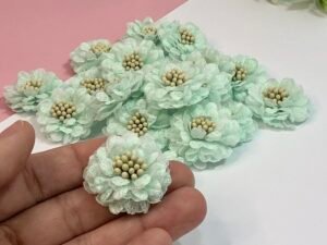 Flor Juta - 3,0 cm -Verde Menta  - 2 unid.