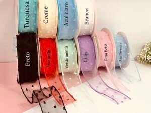 Fita Organza Poá - 38mm- 02mts