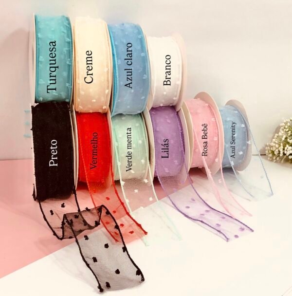 Fita Organza Poá 
38mm-02mtrs