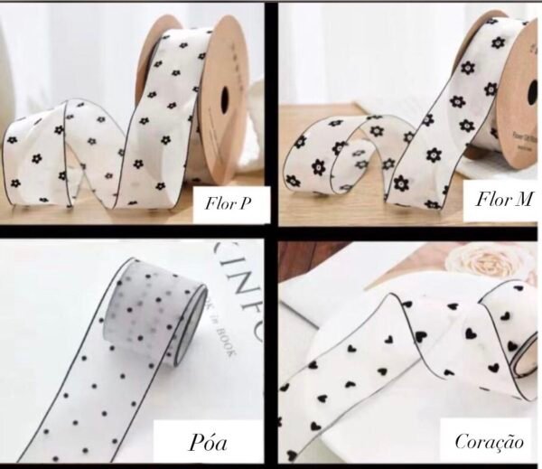 Fita Organza estampada 
-38mm- 02mtr