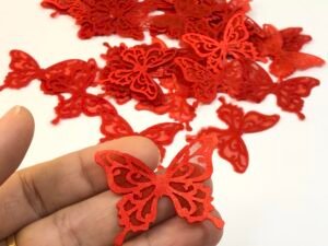 Aplique - Borboleta Organza 3x4 - Vermelho - 05 unid.