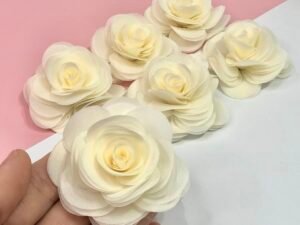 Flor Organza - 0,5cm - Creme - 02 unid.