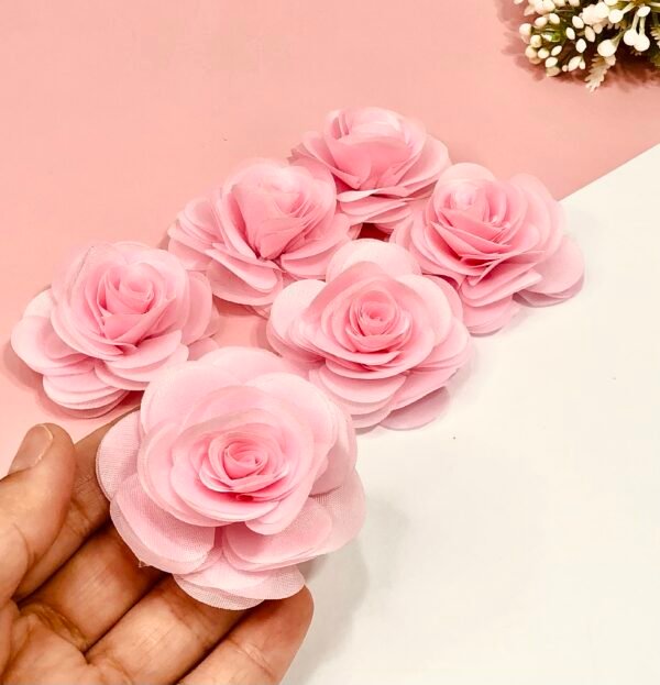 Flor Organza - 0,7cm - Rosa - 02 unid.