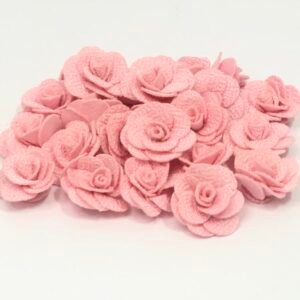 Flor Rosa Malha - Rosa Bebe - 10unid