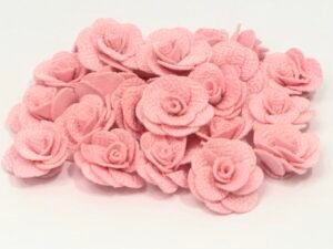 Flor Rosa Malha - Rosa Bebe - 10unid