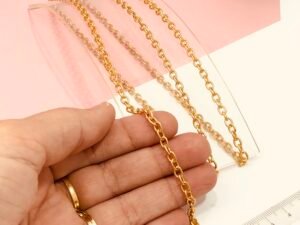 Corrente - Dourado - 01mt - Elo Cadeado - 1,0mm