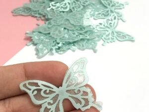 Aplique - Borboleta Organza 3x4 -Turquesa - 05 unid.