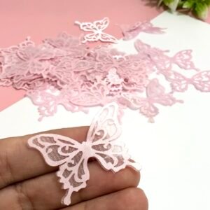 Aplique - Borboleta organza3x4- Rosa - 05 unid.