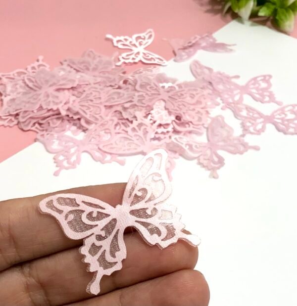 Aplique - Borboleta organza3x4- Rosa - 05 unid.