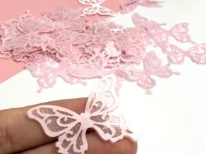 Aplique - Borboleta Organza 3x4 - Rosa - 05 unid.