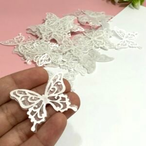 Aplique - Borboleta organza3x4- Branco- 05 unid.