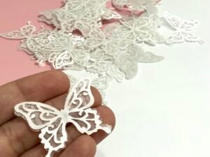 Aplique - Borboleta Organza 3x4 - Branco - 05 unid.