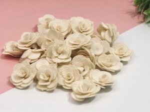 Flor Rosa Malha - Creme - 10unid
