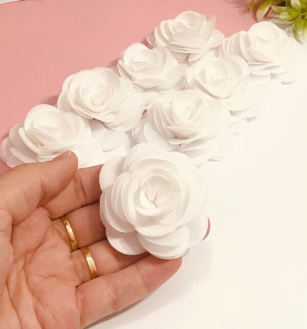 Flor Organza - 0,7cm - Branca - 02 unid.