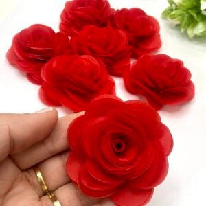 Flor organza-0,7cm- Vermelha 
02unid