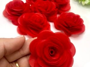 Flor Organza - 0,5cm - Vermelha - 02 unid.